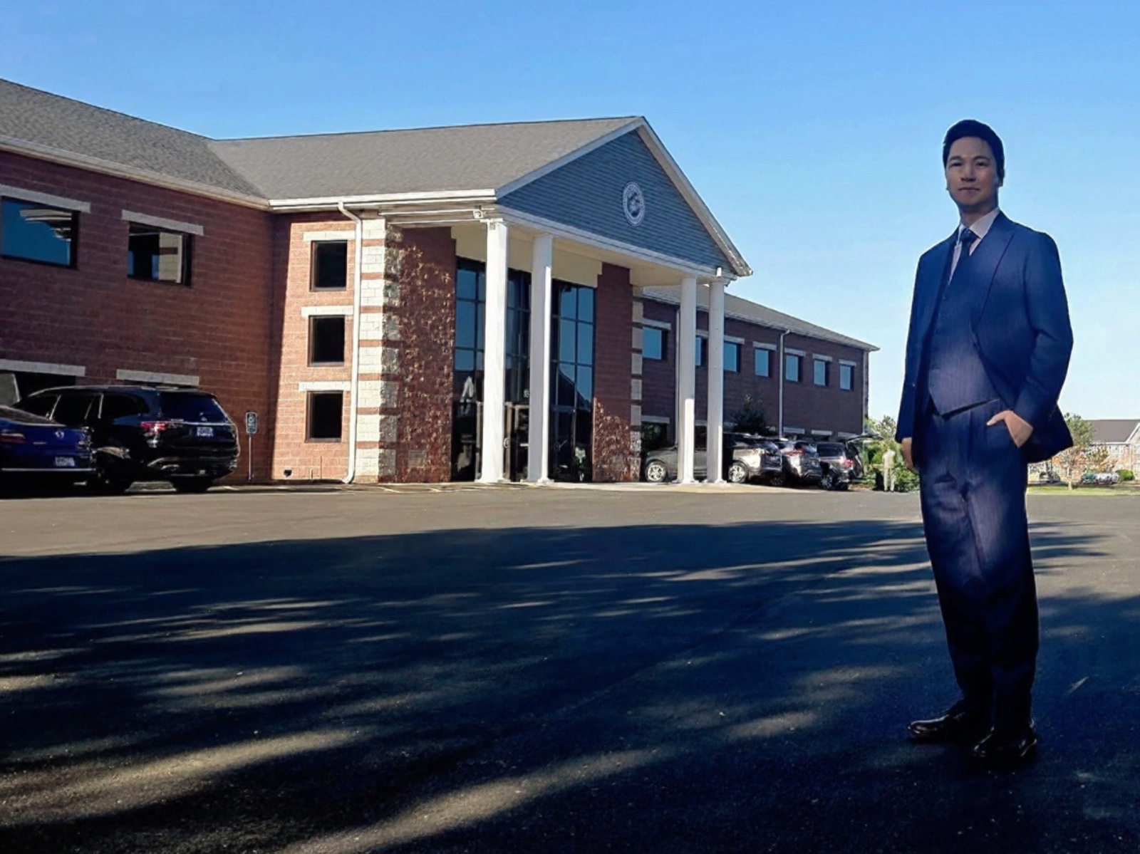 Jungsoo Kim outside the Midwest University building the following morning